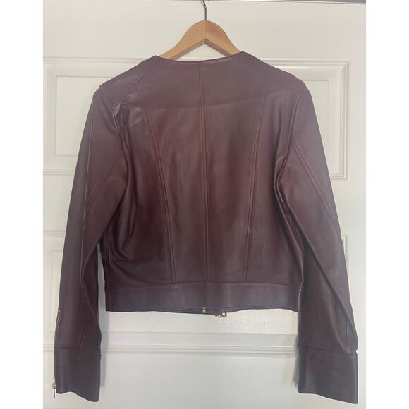 IRO SOFT LEATHER LAMBSKIN MOTO BURGUNDY JACKET 38 - Picture 6 of 9